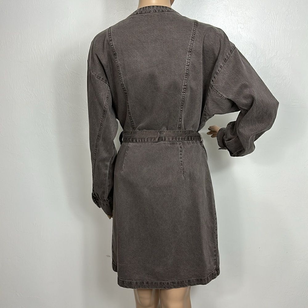 Young Fabulous & Broke Washed Gray Denim Wrap Mini Dress - Picture 6 of 16
